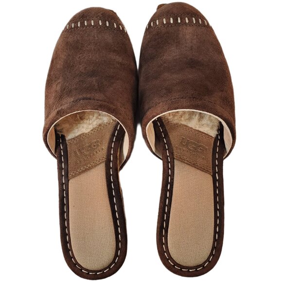 UGG Palma Espadrille 1655 Chestnut Suede Wedge Mule Clogs Women's Size US 8 - Picture 5 of 9